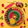 Makhan Matki Embroidery Laddu Gopal Poshak with Mukut - Multicolor (Size 6)