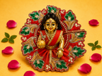 Zari Floral Laddu Gopal Poshak Set with Choli - Orange & Green (Size 4)