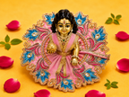 Zari Floral Laddu Gopal Poshak Set with Choli - Pink & Blue (Size 4)