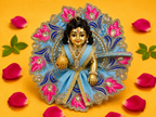 Zari Floral Laddu Gopal Poshak Set with Choli - Light Blue & Pink (Size 4)