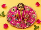 Silk Emerald & Pearl Floral Laddu Gopal Poshak Set with Choli - Magenta (Size 6)