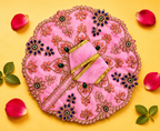 Silk Floral Stonework Laddu Gopal Poshak Set with Choli - Light Pink (Size 4)