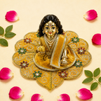Velvet Silver Swirl Laddu Gopal Poshak - Yellow (Size 5)