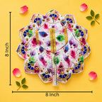 Elegant White & Pink Feather Print Laddu Gopal Poshak with Scalloped Border - JalanJi