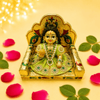 Golden Meenakari Peacock Singhasan for Laddu Gopal (Embossed Floral Seat) - JalanJi