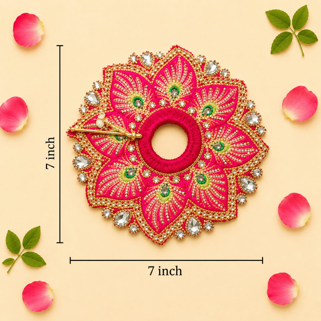 Heavy Hot Pink Peacock Motif Skill Blend Laddu Gopal Poshak with Patka & Choli - JalanJi