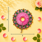 Heavy Motif Pink Silk Poshak Set for Laddu Gopal (with Choli & Patka) - JalanJi