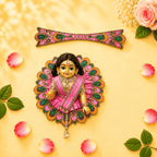 Heavy Motif Pink Silk Poshak Set for Laddu Gopal (with Choli & Patka) - JalanJi