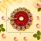 Heavy Motif Red Silk Poshak Set for Laddu Gopal (with Choli & Patka) - JalanJi