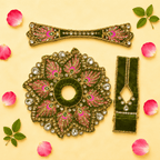Heavy Olive Green Stone Work Skill Blend Laddu Gopal Poshak with Patka & Choli - JalanJi