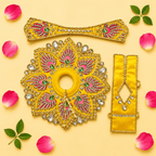 Heavy Yellow Stone Work Skill Blend Laddu Gopal Poshak with Patka & Choli - JalanJi