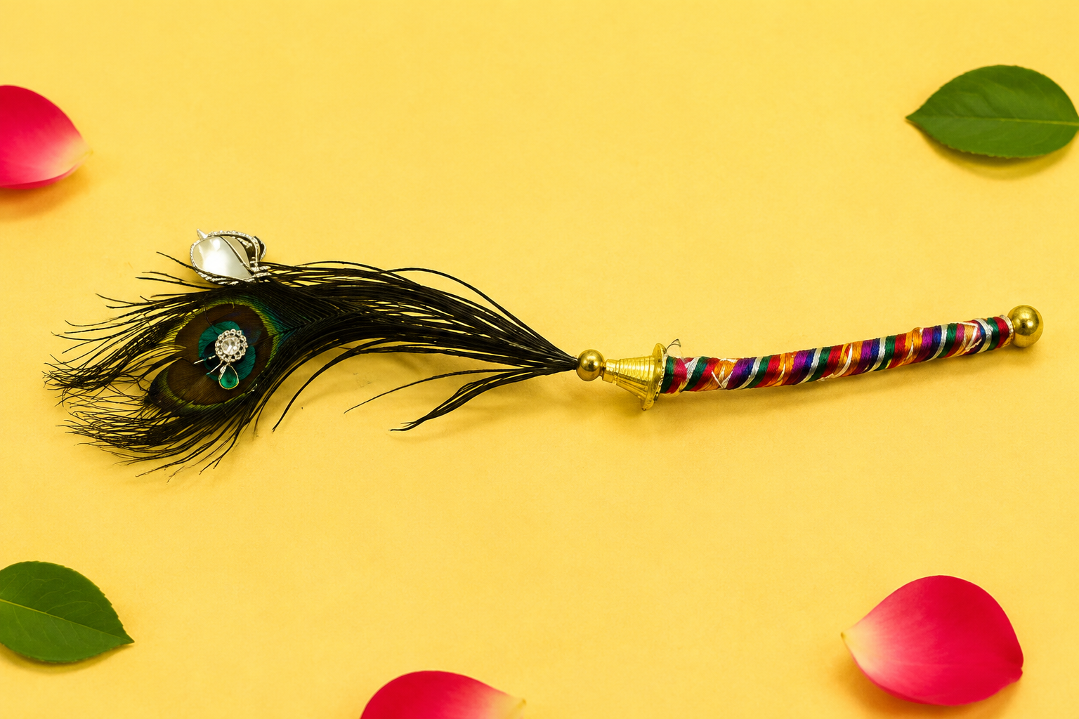 Handcrafted Mor Pankh Hand Fan for Laddu Gopal & Mandir