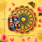 Yellow Krishna-Radha Printed Peacock Mandala Poshak Set