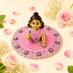 Pink Crystal Embroidered Ladoo Gopal Poshak Set – Flat Lay - JalanJi