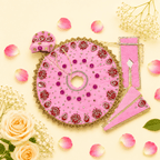 Pink & Maroon Floral Mirror Work Ladoo Gopal Poshak Set - JalanJi