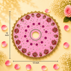 Pink & Maroon Floral Mirror Work Ladoo Gopal Poshak Set - JalanJi