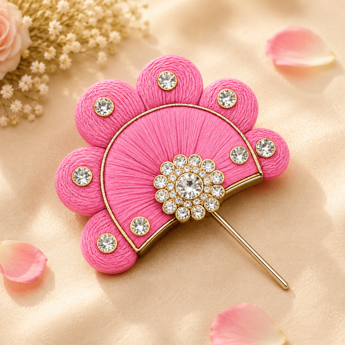 Pink Sinamay Kanha Ji Kalgi or Pagdi Pin - JalanJi