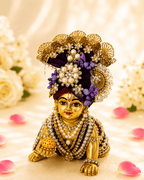 Purple Pearl & Crystal Embellished - Laddu Gopal Mukut - JalanJi