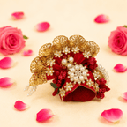 Red Pearl & Crystal Embellished - Laddu Gopal Mukut - JalanJi