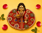 Silk Kundan & Pearl Floral Laddu Gopal Poshak Set with Choli - Red (Size 4) - JalanJi