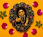 Velvet Silver Swirl Laddu Gopal Poshak - Midnight Blue (Size 5) - JalanJi