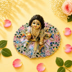 Vibrant Multicolor Printed Laddu Gopal Poshak with Heavy Green Stone Work - JalanJi