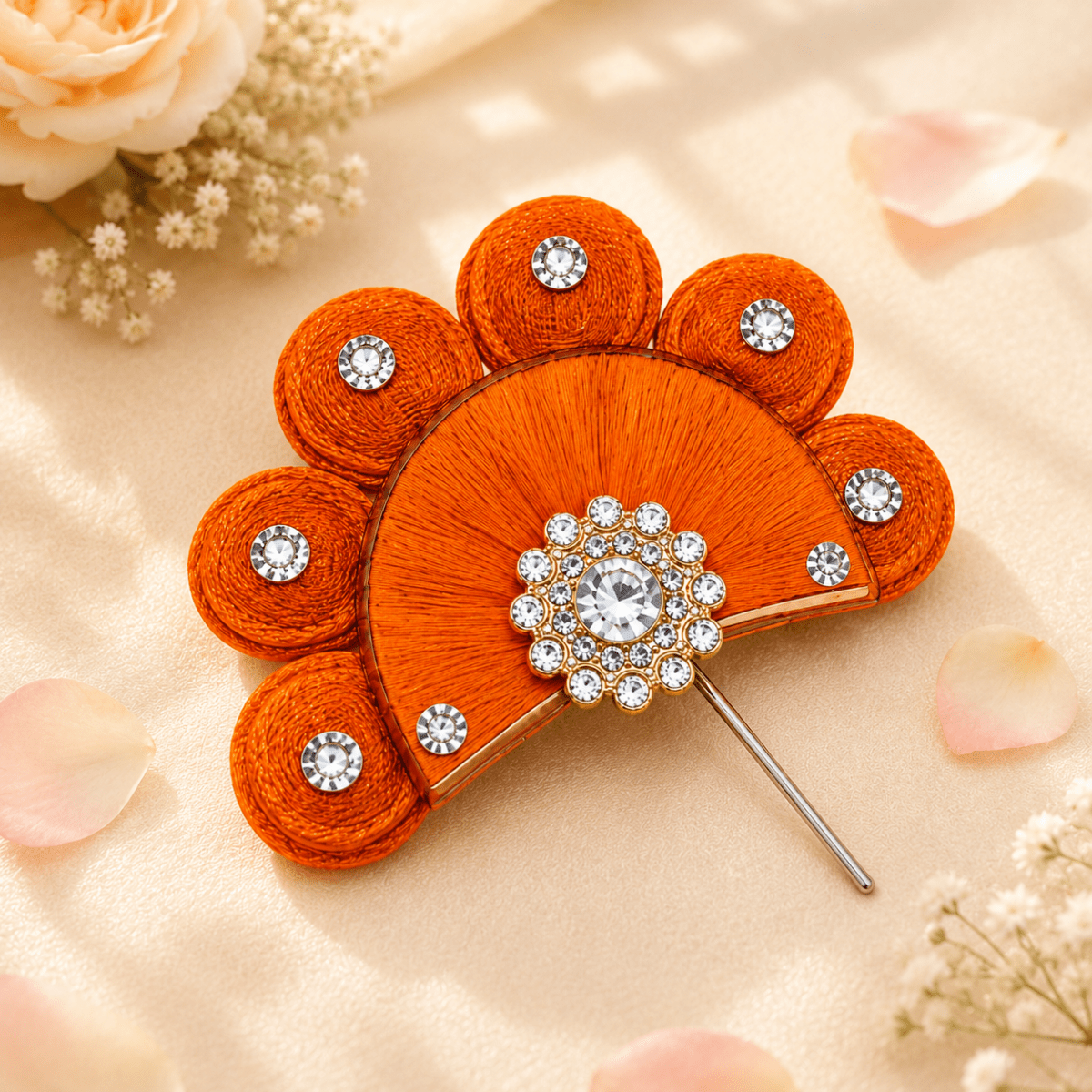Vibrant orange Kanha Ji Kalgi or Pagdi Pin - JalanJi