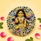 Vibrant Yellow Multicolor Printed Laddu Gopal Poshak with Heavy Blue Stone Work - JalanJi