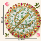 White & Green "Radhe Radhe" Printed Laddu Gopal Poshak with Heavy Gold & Stone Border - JalanJi
