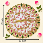 White & Red "Radhe Radhe" Printed Laddu Gopal Poshak with Heavy Gold & Stone Border - JalanJi