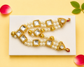 2-Tier Pearl & Square Kundan Kanha Ji Mala - White & Gold